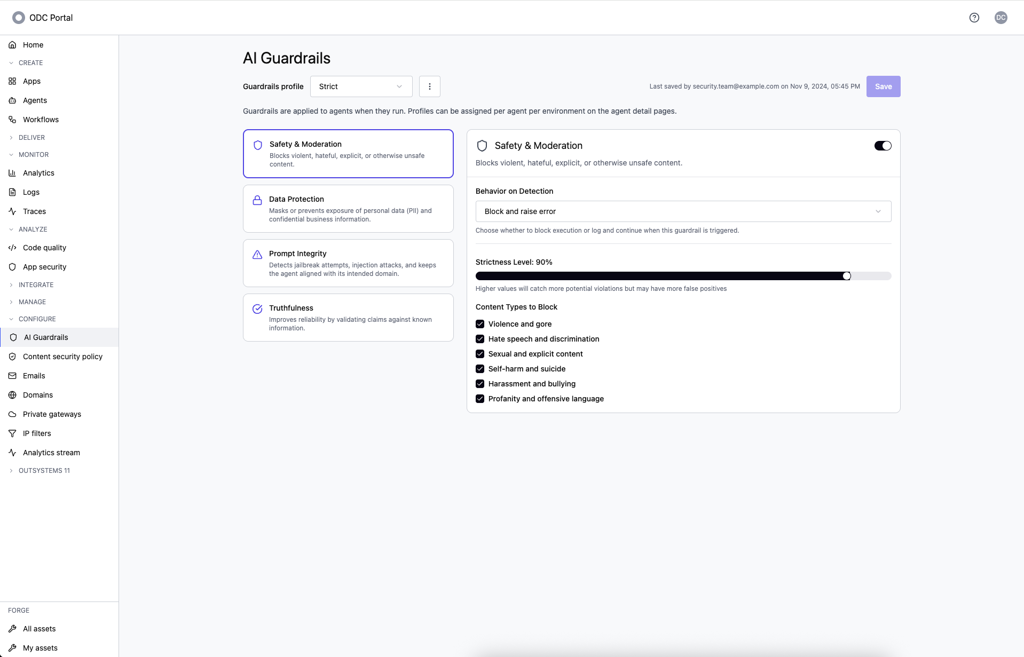 First concept: guardrail profiles in the admin console