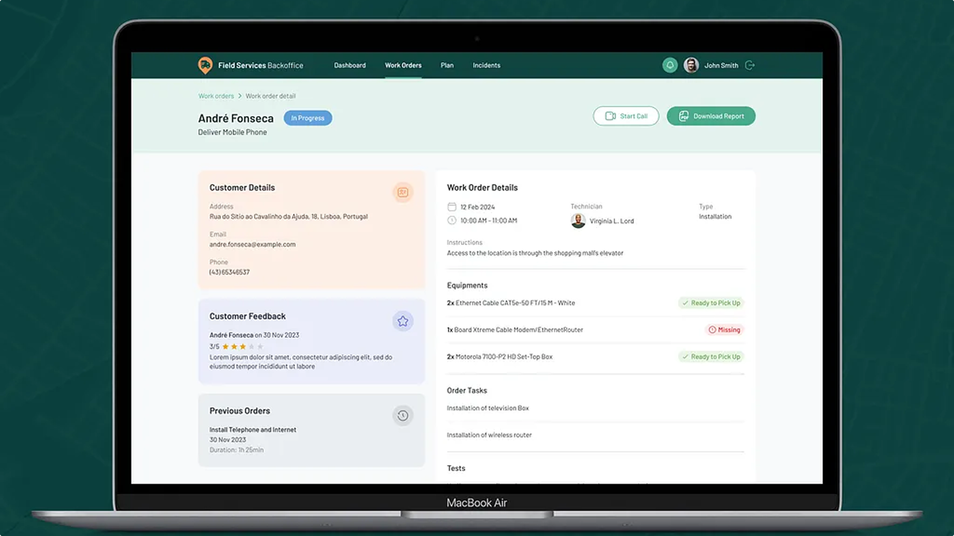 Field services back office built with OutSystems UI