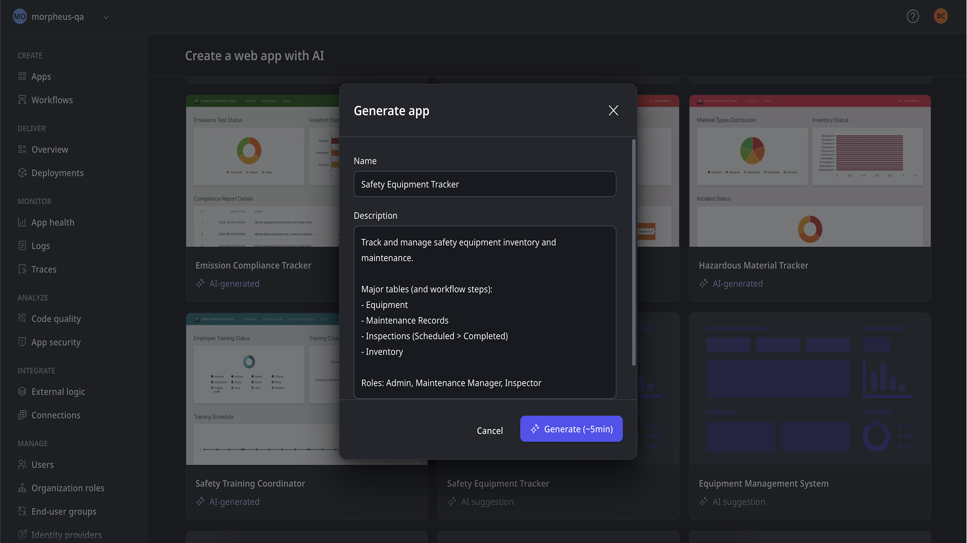 First version: one form, generated in one shot